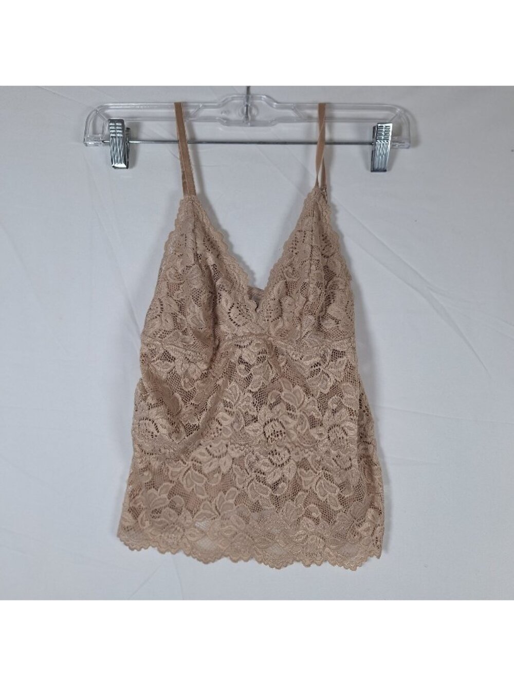 Tan Lace Tank Top Y2K